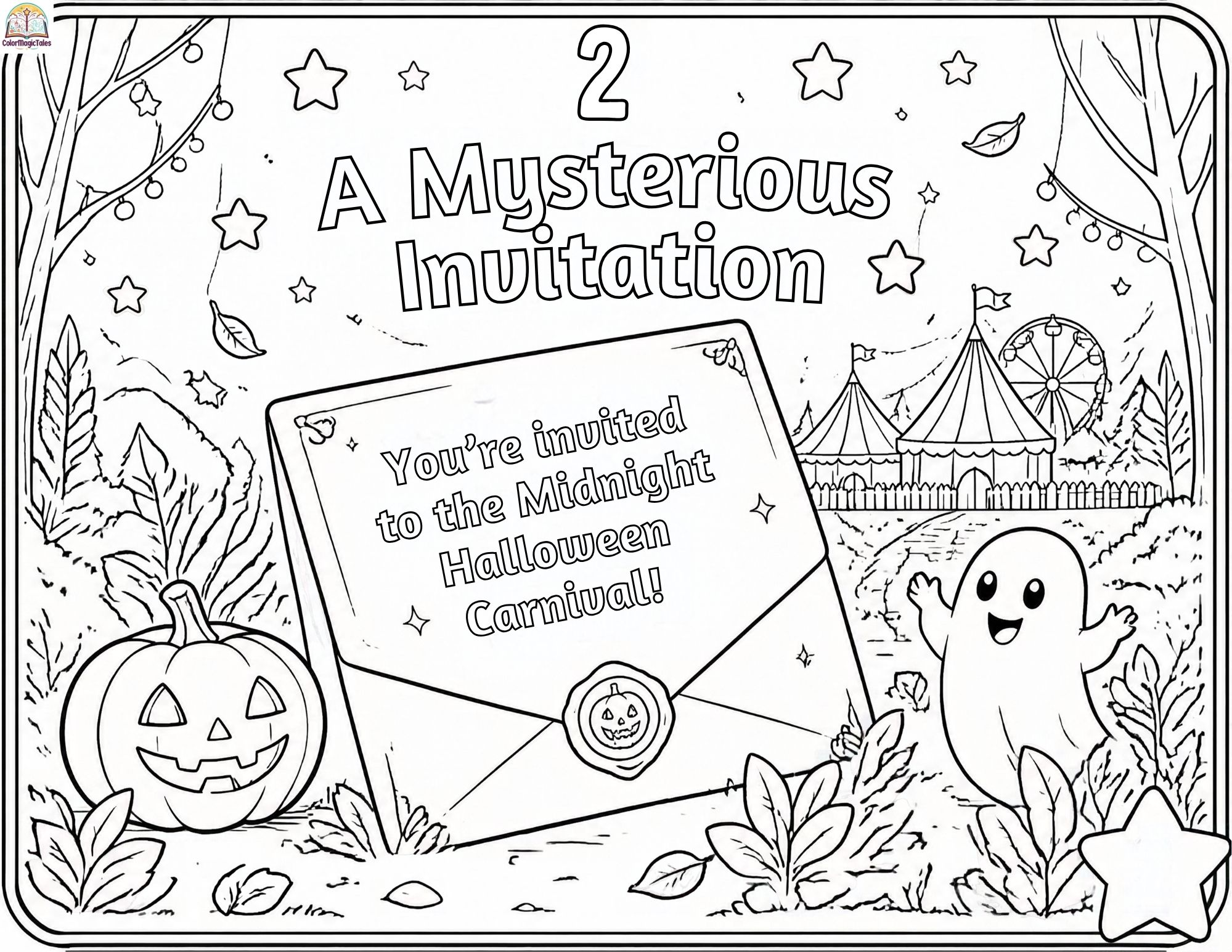 The Midnight Halloween Carnival coloring book (50 pages) - Image 2